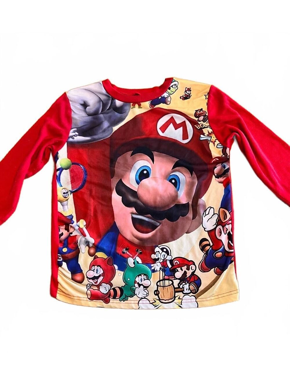 Super Mario Kids Long Sleeve Shirt Red Yellow Size 6